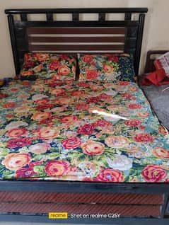 iron double bed with mattress