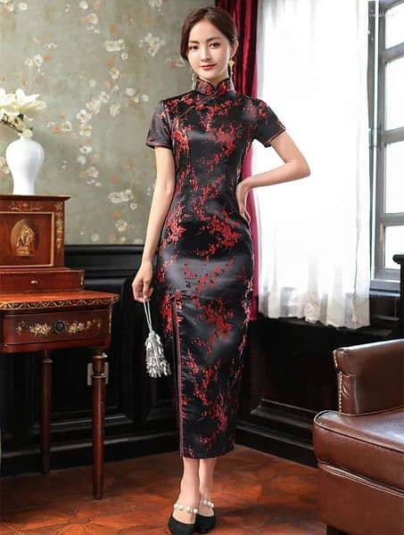 Traditional Chinese silk shirt- colours and sizes available-Long Qipao 3