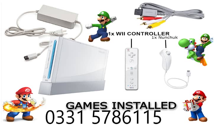 WII NINTENDO  WITH   GAMES INTSTALL FREE 0