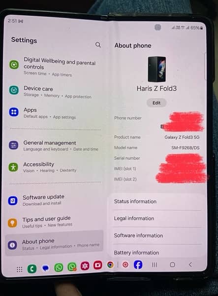 Samsung Galaxy Z Fold3 5G in Excellent Condition PTA approved 1