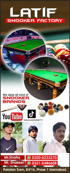 All types of Snooker Equipments are Available