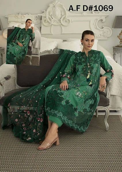 3 Pc Embroidered Designer Lawn Suits available on Reasonable prices 3