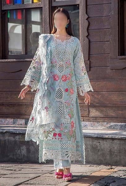 3 Pc Embroidered Designer Lawn Suits available on Reasonable prices 4