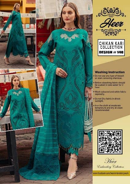 3 Pc Embroidered Designer Lawn Suits available on Reasonable prices 6