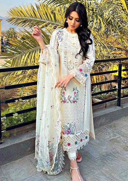 3 Pc Embroidered Designer Lawn Suits available on Reasonable prices 8
