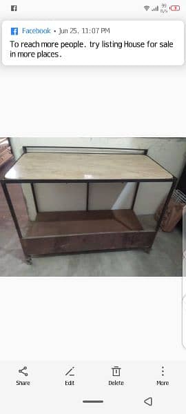 selling iron table with marble n wheels 0