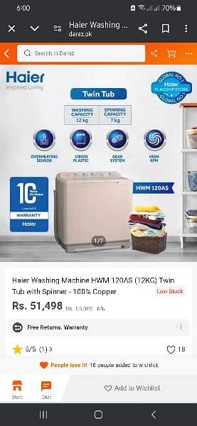 Brand new Haier Washing Machine 12kg Twin Tub Semi Automatic 1