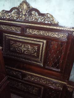 Wooden bed/dressing/side tables