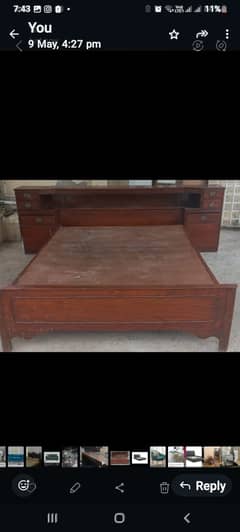 queen size bed with attached side table