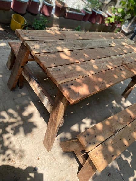 Wooden Garden bench set 4