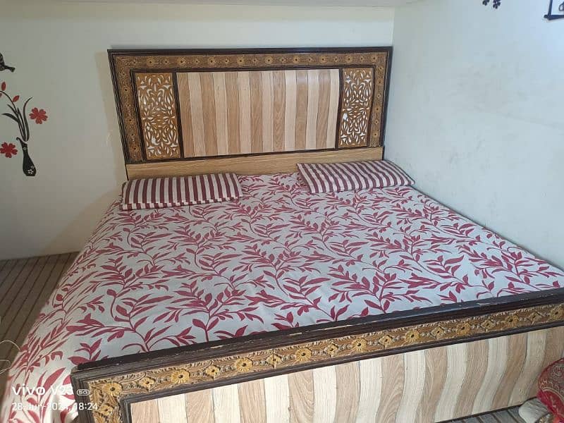 wooden bed with mattress 6fit normal condition 1