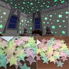 Pack Of 100 – Multicolor 3d Glowing Star Night Dark Room Decor