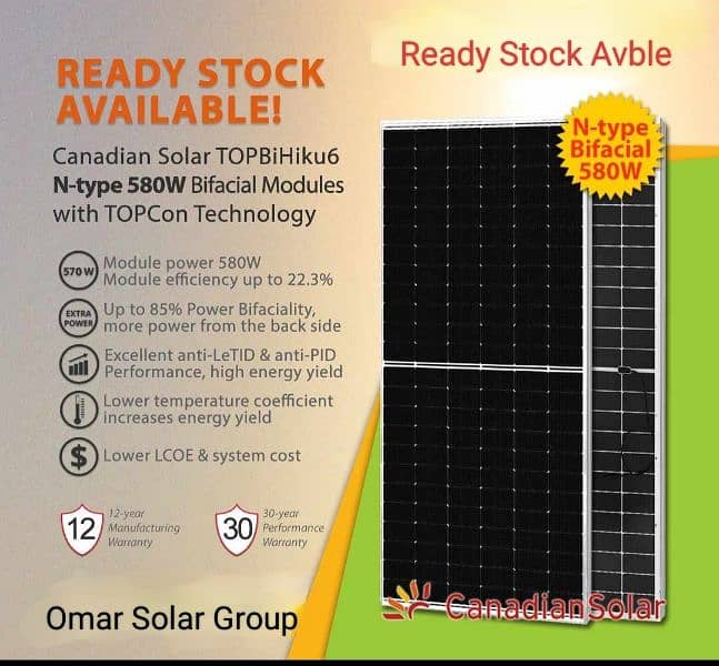 Canadian Solar panels 580w bifical avble in stock 0