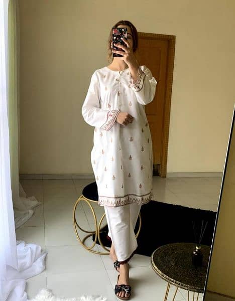 2 PCs cotton embroidered shirt and trouser 0