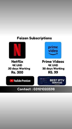 Prime , YouTube Premium , net  flex and other Services are Available 0