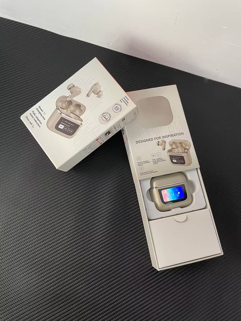 LCD Touchscreen Golden Airpods with ANC/ENC 2