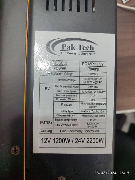Pak Tech 70 amp Mppt Charge Controller hybrid 2