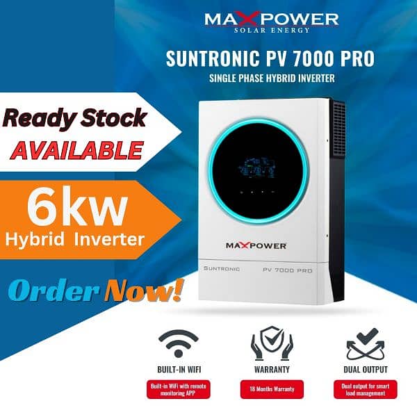 MaxPower 6kw Pv7000 Hybrid solar Inverter 0