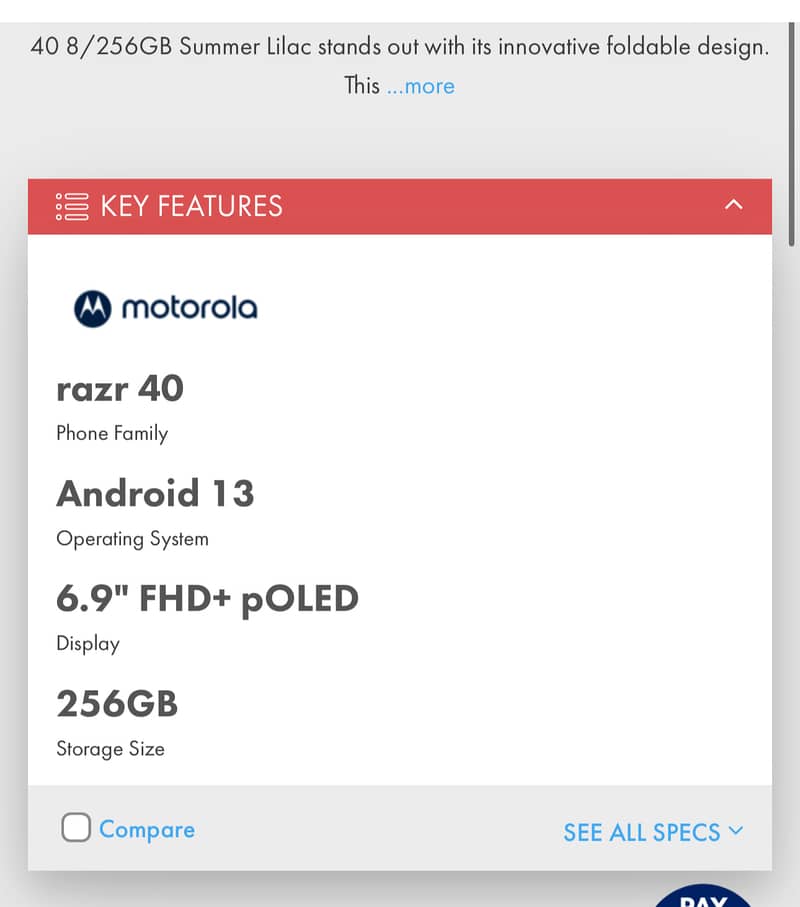 Motorola Razor 40-Dual sim- 256 GB -Brand New -Sealed boxed-Non PTA 4