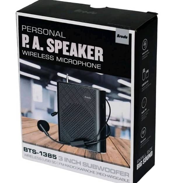 WIRELESS TOURIST BRODU BTS-1383 PERSONAL P. A. Speaker SUBWOOFER 3