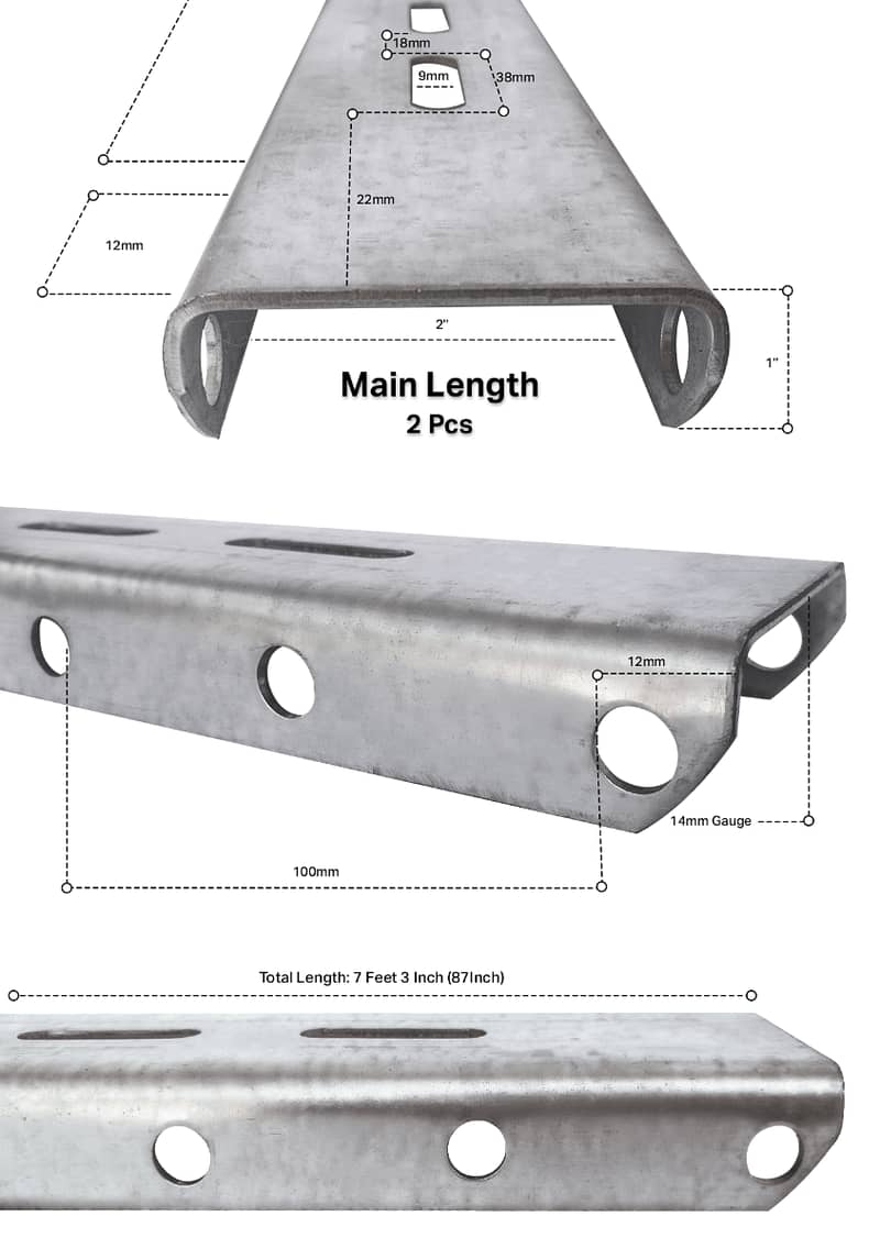 Galvenized Iron Solar Panel Stand for 2 Panels | Solar Frame | GI. . 1