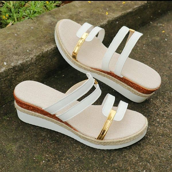 Colorblock-strap Wedges Sandals Summer Fashion  Heel Slides Slippers 0
