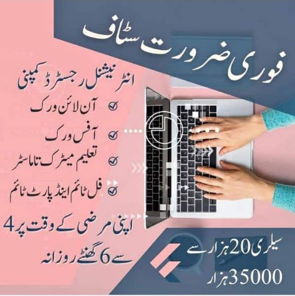 Male and female are required for online work. office work, home base 0