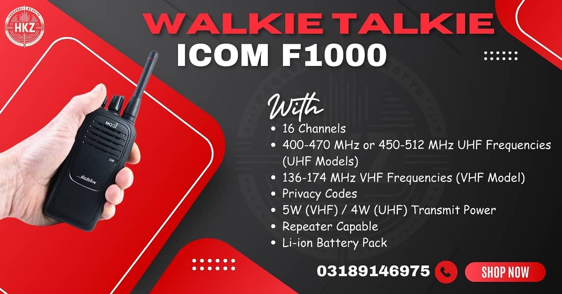 Walkie Talkie | Wireless Set Official icom F1000 /Two Way Radio 0