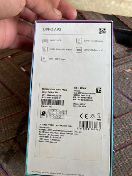 OppoA92 Ram8 Rom 128 6