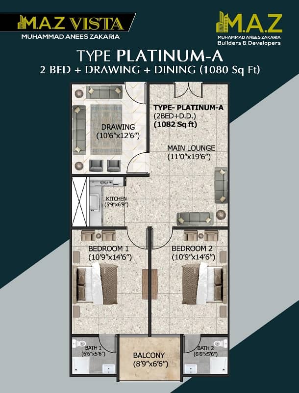 2 BED DD ON 4 FLOOR WITH LIFT AVAILABLE FOR BOOKING ON 10 MONTHS INSTALLMENT PLAN 5