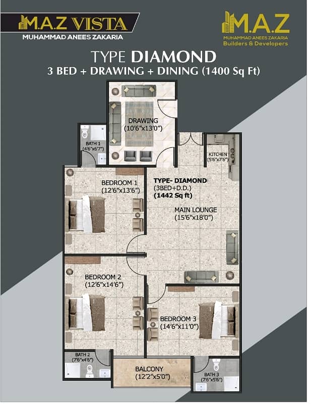 2 BED DD ON 4 FLOOR WITH LIFT AVAILABLE FOR BOOKING ON 10 months INSTALLMENT PLAN 5