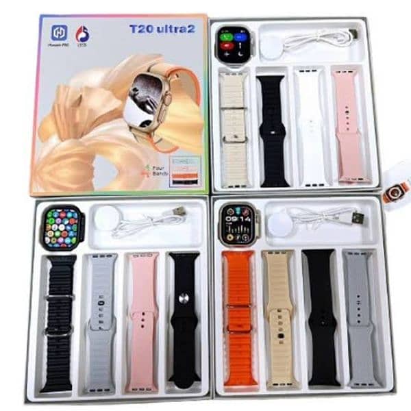 T20 Ultra2 Smart Watch With 4 Straps / Android smart watch / sim watch 0