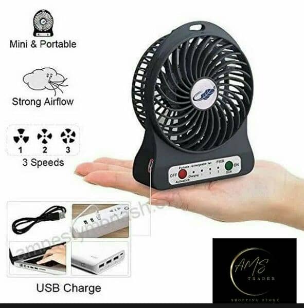 usb Mini rechargeable fan /3speed adjustable desktop fan 1