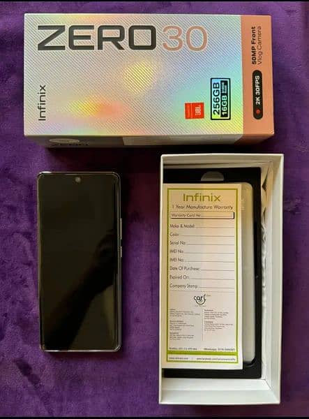 infinix zero30  10/10  8/256gb with wranty 7month 4