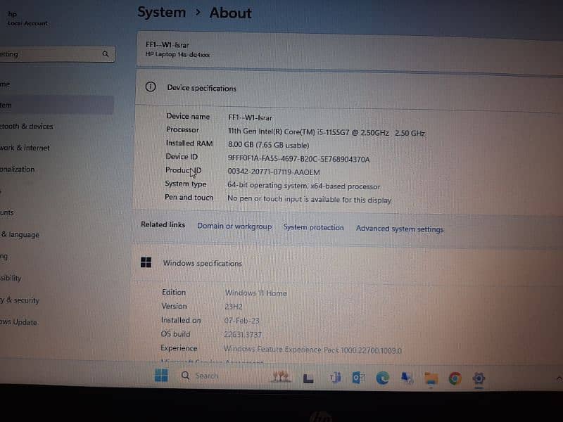 Core I5 11th Generation 8GB Ram 512 SSD 7