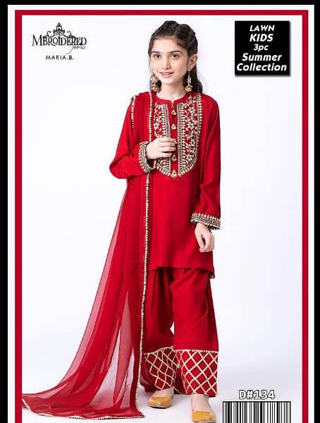 girl unstitched embroidered lawn suit 0