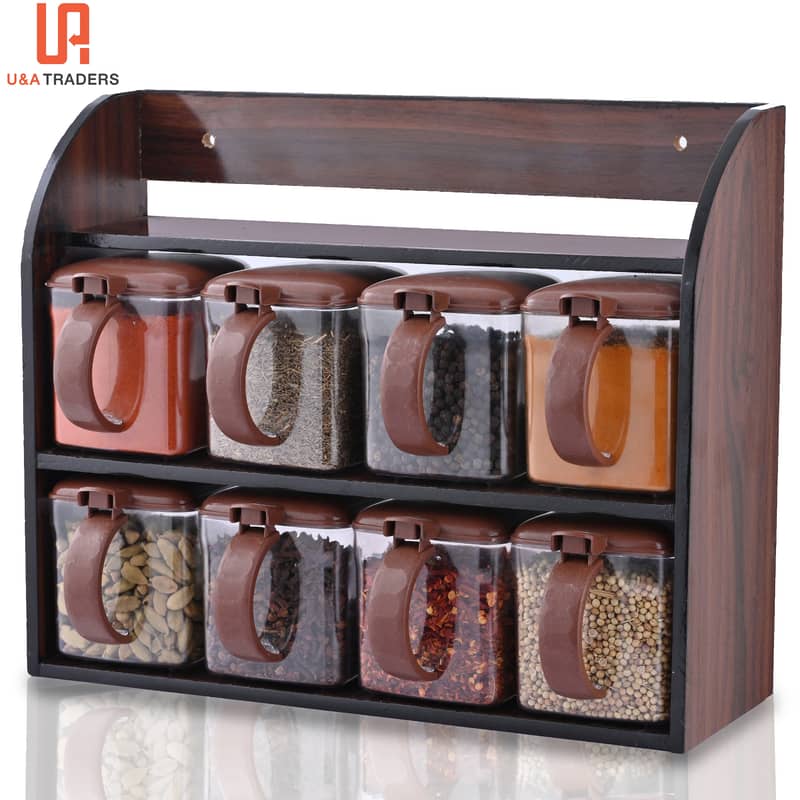 High quality wooden rack spice jars different designs 0