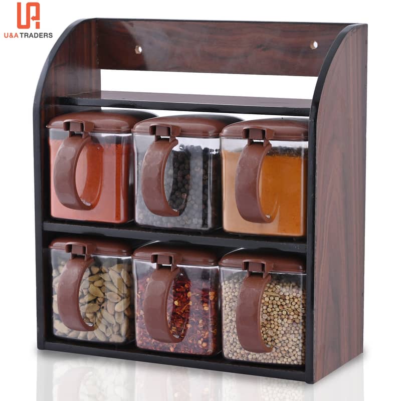 High quality wooden rack spice jars different designs 1