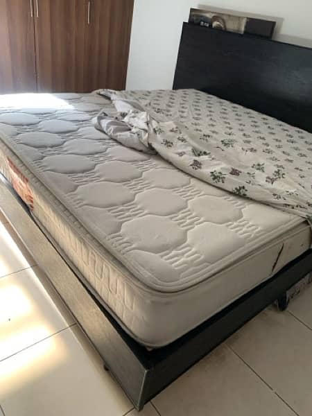 Habbit  used , wooden king size  bed and spring  mattress 3