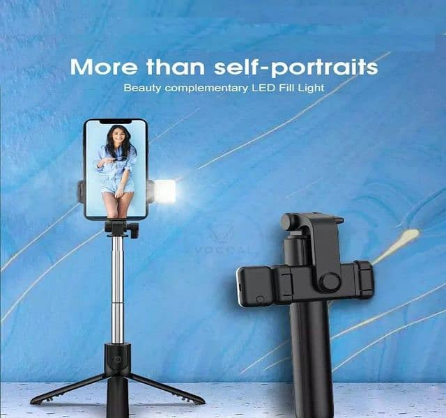 selfie stick with LED light mini tripod stand 4