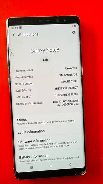 Samsung note 8 4g 0