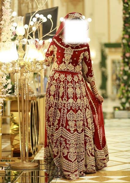 Bride Deep Red Lehnga Organza Stuff 4