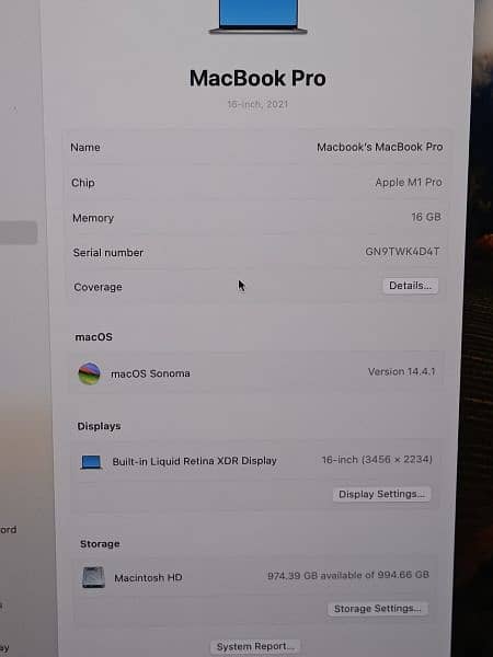 MACBOOK PRO M1 2021 16 INCH 16GB RAM 1TB SSD APPL CARE PLUS WARRANTY 2