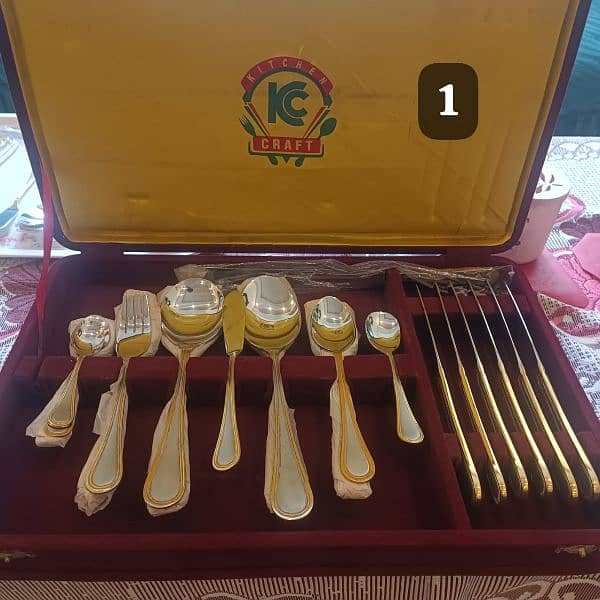 2× 32 piece Vintage Cutlery Sets - Gold Plated Stainless Steel - KC 1