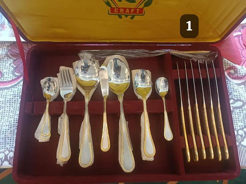 2× 32 piece Vintage Cutlery Sets - Gold Plated Stainless Steel - KC 2