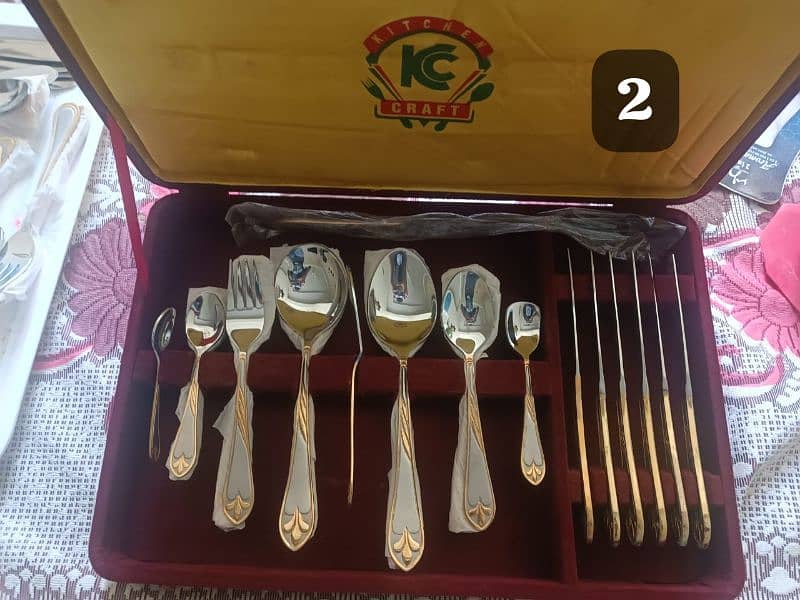 2× 32 piece Vintage Cutlery Sets - Gold Plated Stainless Steel - KC 4