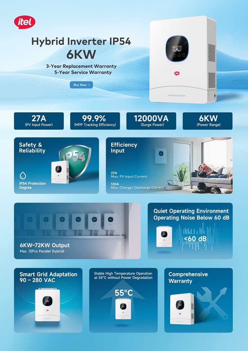 ITEL Inverter 6kW 48V Single Phase Hybrid Net Metering Solar 1