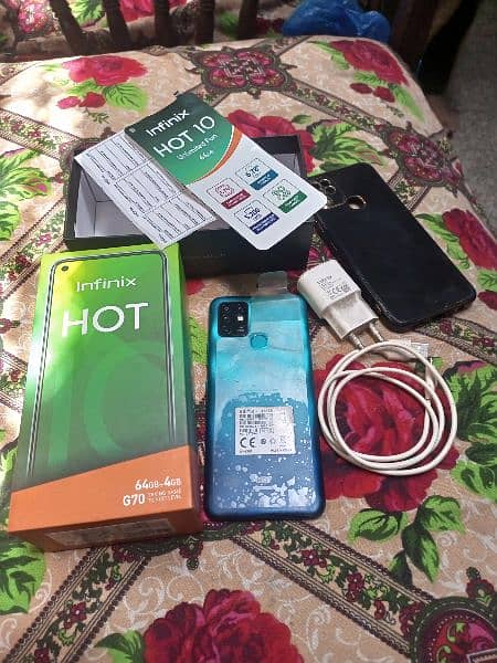 infinix hot 10 with box charger all okay phone 1