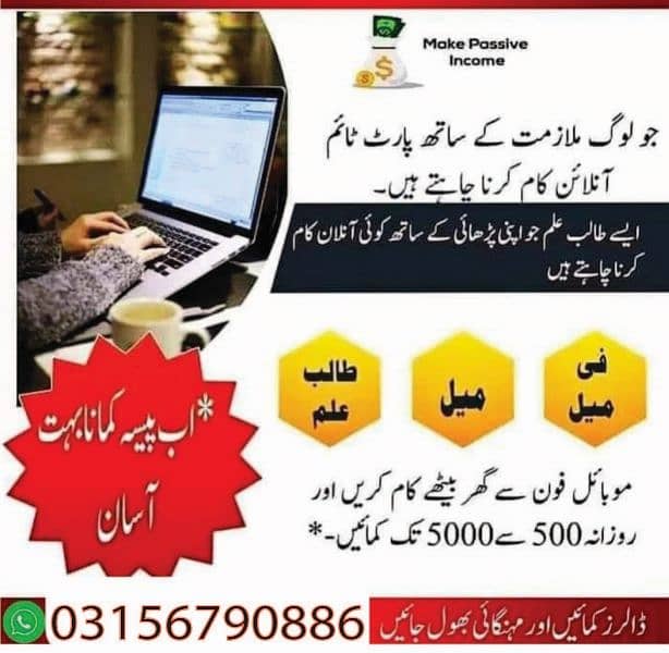 Online job at Home/Part Time/Data Entry/Typing/Assignments/Teaching 0