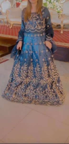 blue embroidery frock 0